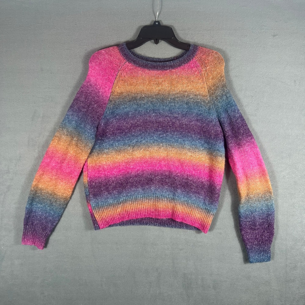 BB Dakota Steve Madden Womens Sweater S Multicolor Ombre Stripe Long Sleeve Crew